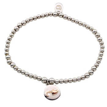 Silver & 9ct Gold 7 inch Bead Bracelet